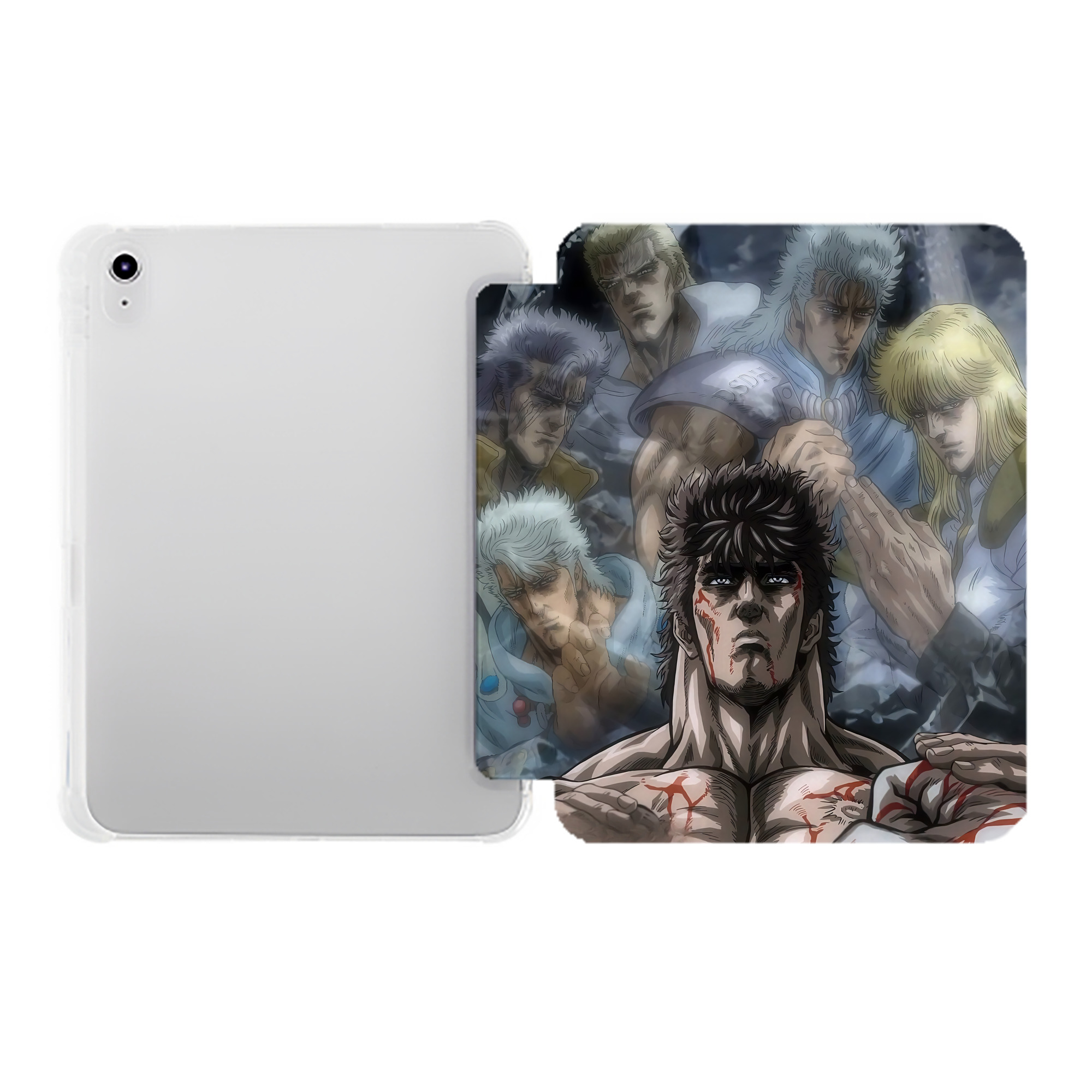 （画像用） 北斗の拳 Fist of the North Star IPad ケース ペン収納付き 三つ折りスタンド PUレザー×シリコン 対応機種9.5/10.5/10.9インチ